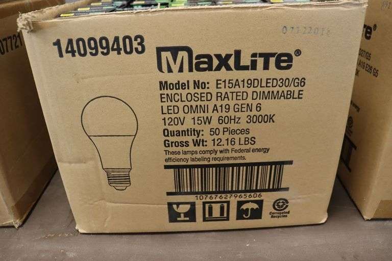 Times 3 - Cases MaxLite LED A19 bulbs