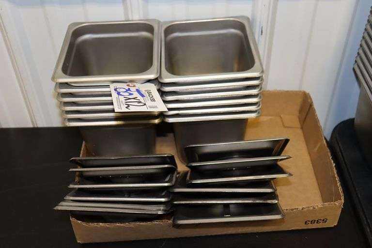 Times 12 - 1/6 x 6" stainless inset pans with lids