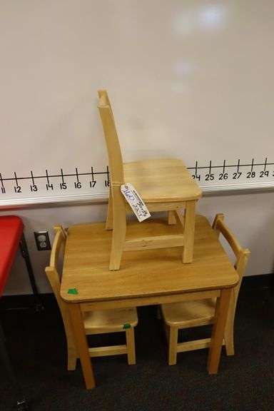Childcraft set of 3 chairs with matching 24" x 24" table