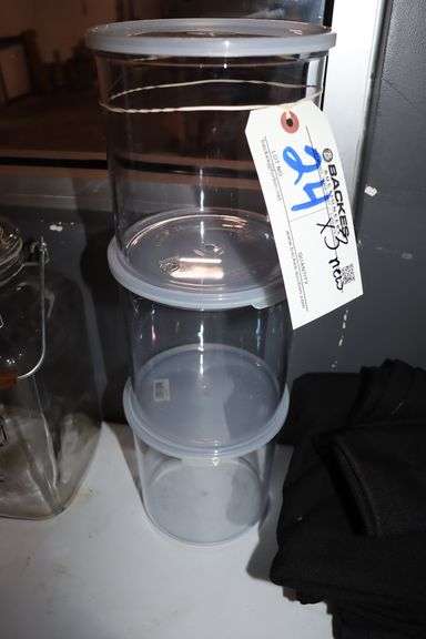 Times 3 - New Cambro CCPL27 acrylic round containers with lids