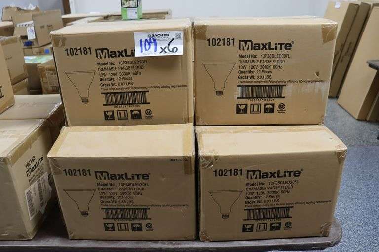 Times 6 - Cases MaxLite LED PAR38 flood lights