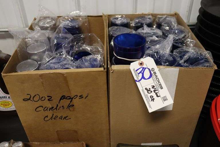 2 boxes to go - New 20 oz. clear & blue Pepsi Cola labeled glasses