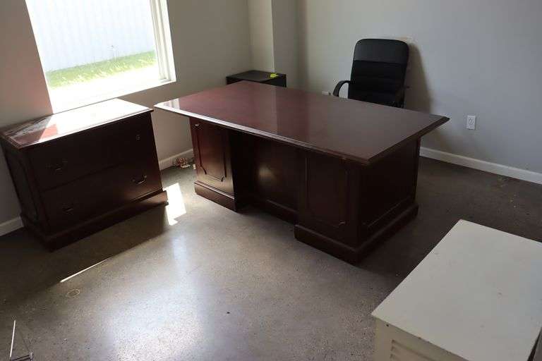 Office to go - 36" x 72" cherry finish desk with matching 36" file cabinet & office chair