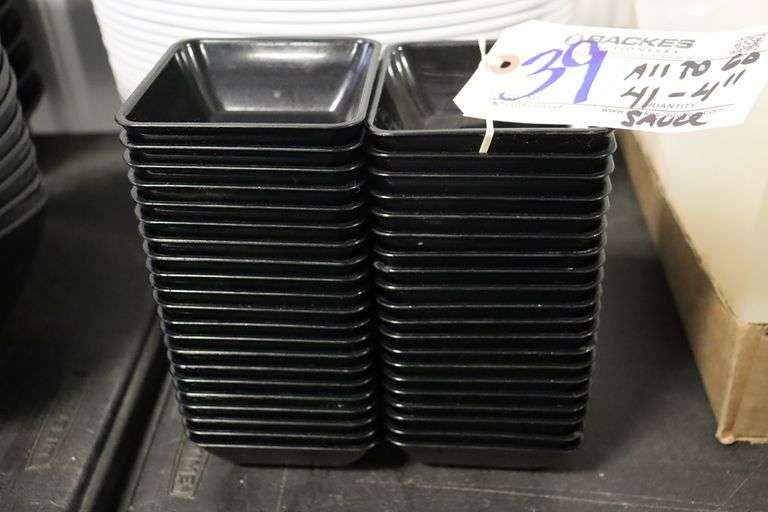 All to go - 41) 4" square black malamine sauce dishes