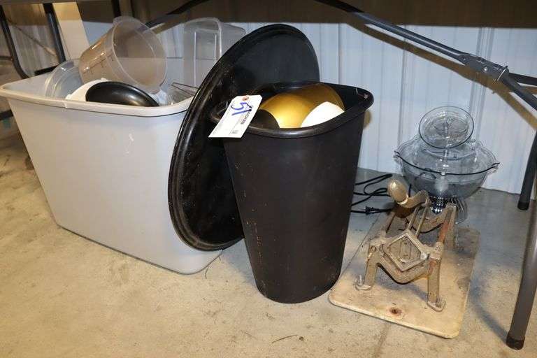 All to go - Pans, colanders, totes, & more under table