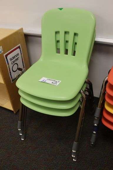 Times 3 - Virco Metaphor M-N918 green stacking school chairs - GRN12-CHRM