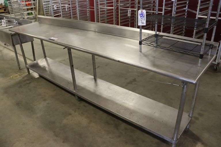 24" x 120" stainless table with stainless under shelf - nice