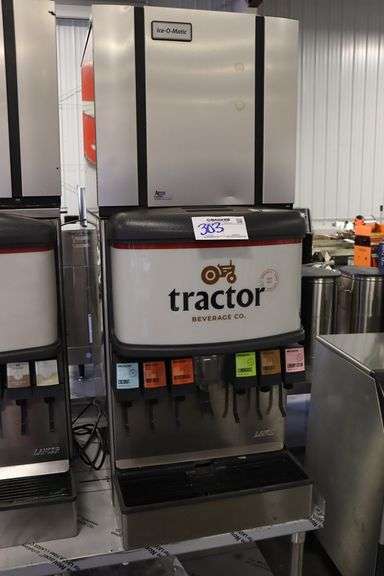 Lancer 4500 counter top 6 product post mix dispenser with Ice-O-Matic ice cuber head - nice