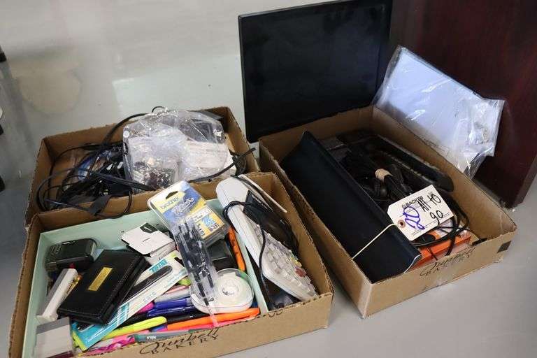 All to go - Office related - calculator, pens, & power cords