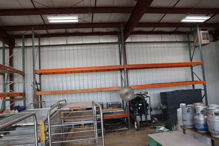 Times 2 - 42" x 13' x 16' tall pallet racking with wire decking