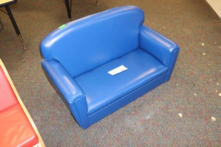 26" wide blue vinyl children's couch