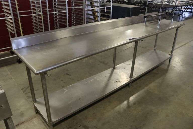 24" x 120" stainless table with stainless under shelf - nice