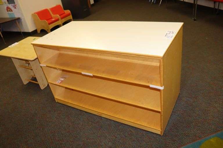 24" x 48" x 29" tall natural wood tone with white top island cabinet - portable
