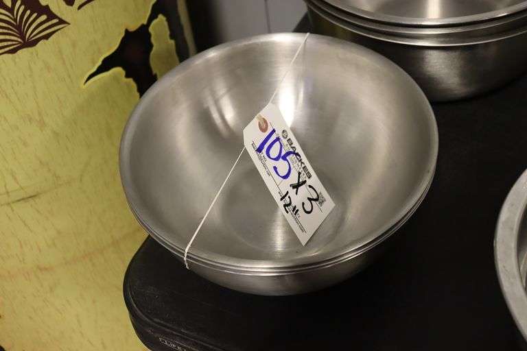 Times 3 - 12" stainless mixing bowls