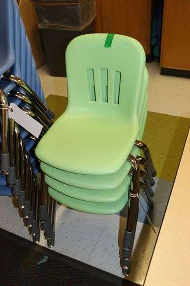 Times 4 - Virco Metaphor M-N912 or M-N914  stacking green school chairs - GRN12-CHRM