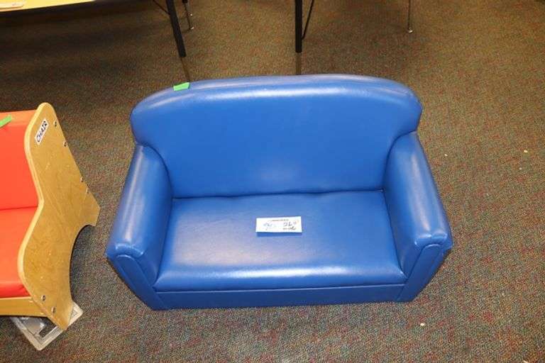 26" wide blue vinyl children's couch