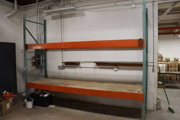 42" x 12' x 10' tall pallet racking with wood decking