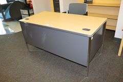 Pair to go - 60" steel double pedestal desk with Hon tweed office chair