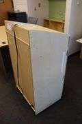 24" x 45" tall natural wood tone finish podium with power cord - portable
