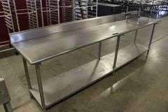 24" x 120" stainless table with stainless under shelf - nice
