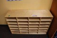 Childcraft 14" x 48" x 30" tall birch veneer natural wood finish cabinet - portable