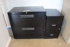 Times 2 - Black 2 drawer metal file cabinets - 1 is lateral