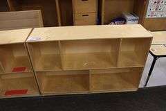 Childcraft 13" x 96" x 30" tall birch veneer natural wood tone folding portable cabinet