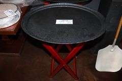 Times 2 - 27" oval service trays with wood stands
