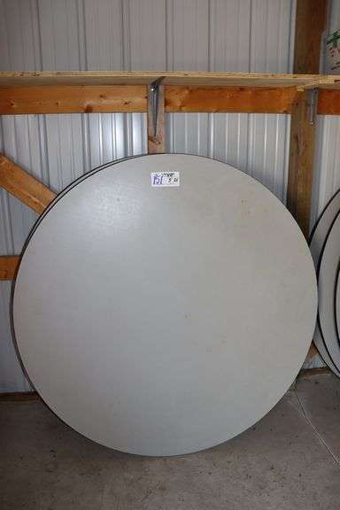 Times 4 - 60" round grey laminate top banquet tables