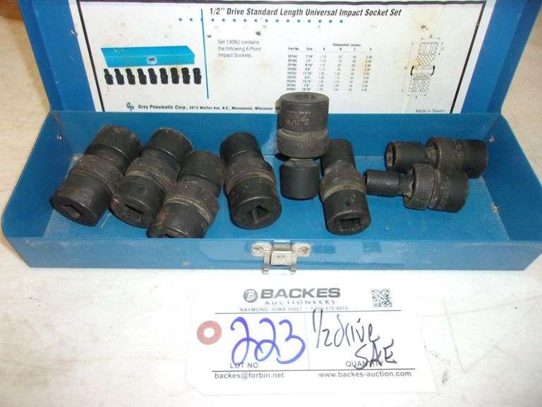 1/2" drive SAE impact swivel socket set