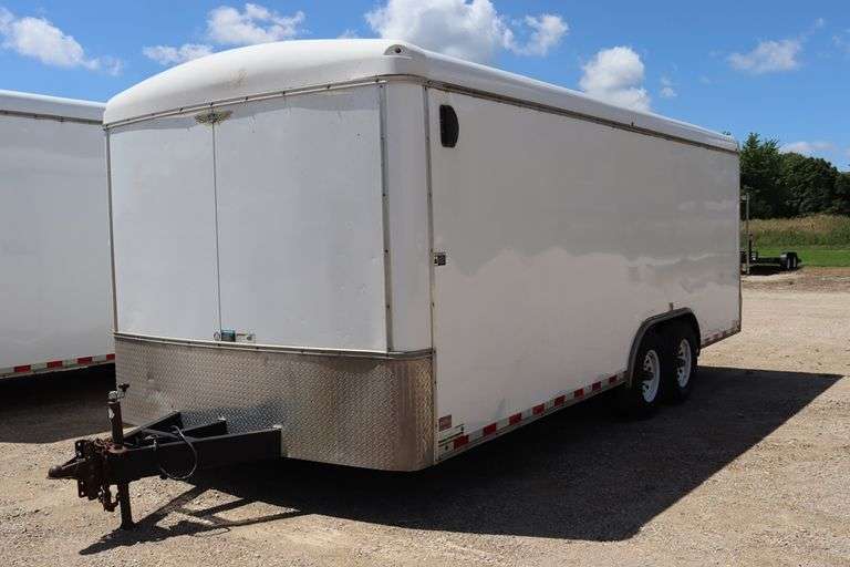 2015 H&H 20' - 14,000# tandem axle Enclosed Trailer, side door, fold down rear door, 72" interior door height, single row of E-Track, showing some dents & scratches, 2-5/16" ball hitch, Vin # 533TC2020FC250778