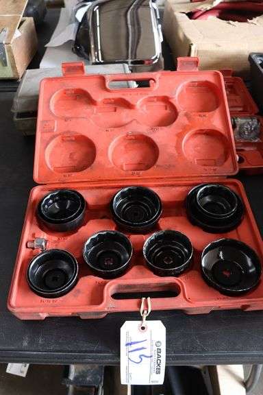 15 piece cup type oil filter wrench set with case