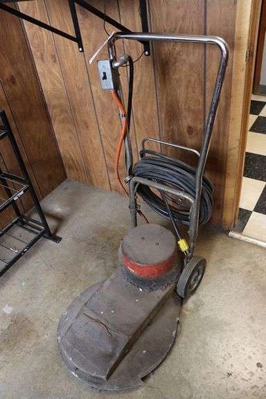 Floor scrubber with mops, brooms, & pads - unknown condition