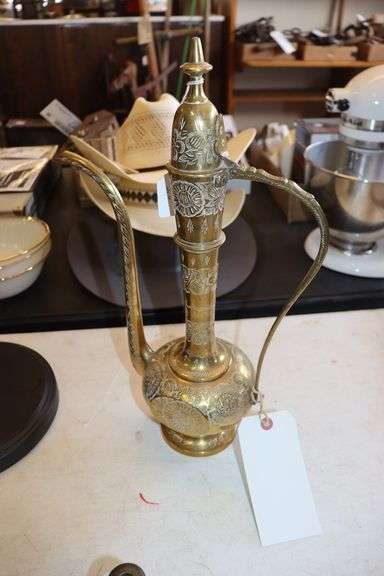 India 18" tall gold tea pot