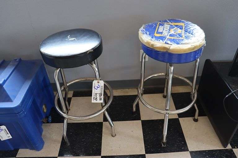 Pair to go - Chrome metal swivel bar stools - tops are rough