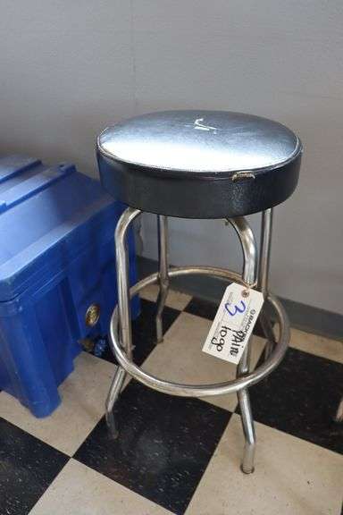 Pair to go - Chrome metal swivel bar stools - tops are rough
