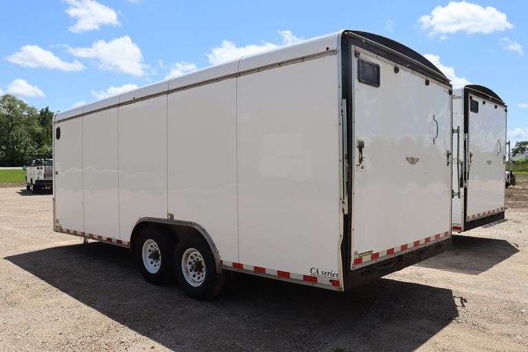 2015 H&H 20' - 14,000# tandem axle Enclosed Trailer, side door, fold down rear door, 72" interior door height, single row of E-Track, showing some dents & scratches, 2-5/16" ball hitch, Vin # 533TC2020FC250778