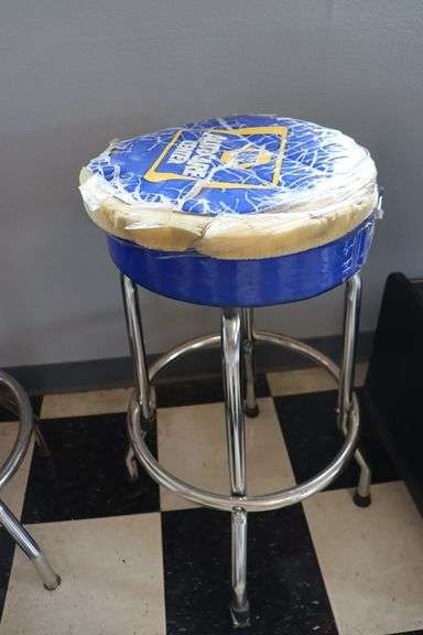 Pair to go - Chrome metal swivel bar stools - tops are rough