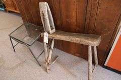 Pair to go - Metal table & worn down stitching bench