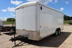 2015 H&H 20' - 14,000# tandem axle Enclosed Trailer, side door, fold down rear door, 84" interior door height, single row of E-Track, showing some dents & scratches, 2-5/16" ball hitch,  Vin # 533TC2020FC250779