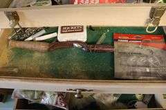 21" wood tool cabinet with assorted tools