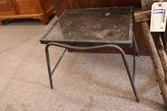 Pair to go - Metal table & worn down stitching bench