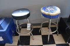 Pair to go - Chrome metal swivel bar stools - tops are rough