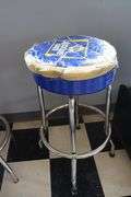 Pair to go - Chrome metal swivel bar stools - tops are rough