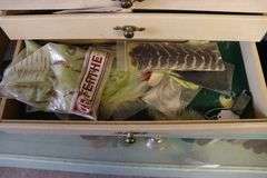 21" wood tool cabinet with assorted tools
