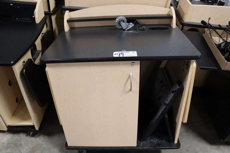 38" Wide Sympodium portable lectern podium - AS IS - broken caster