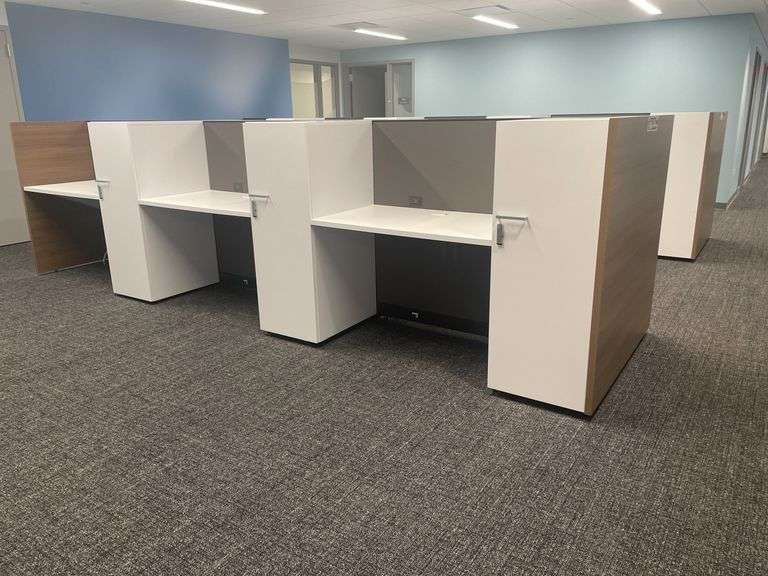 50" x 182" wood laminate 6 person island work station - nice