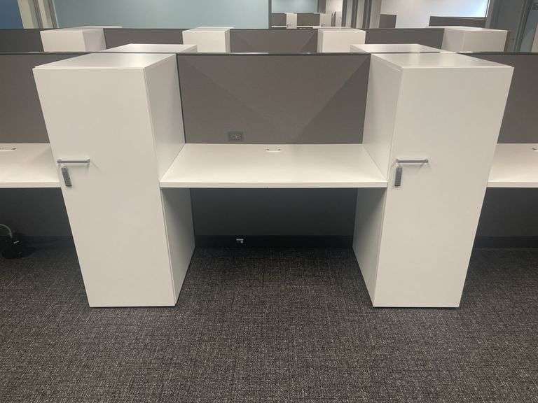 50" x 182" wood laminate 6 person island work station - nice