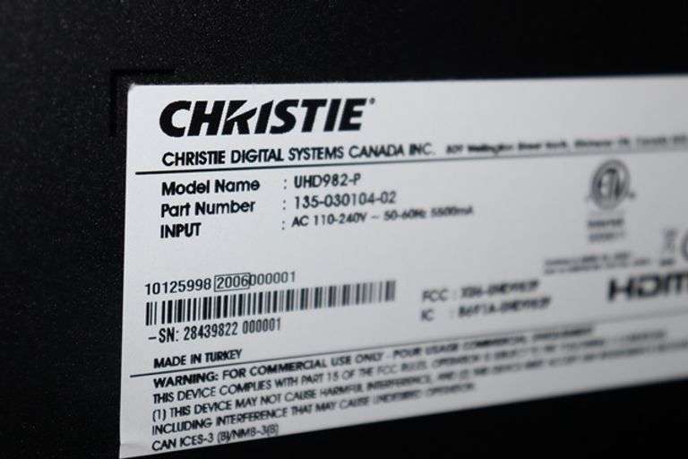 Christie UHD982-P LCD panel monitor with wall mount bracket & remote