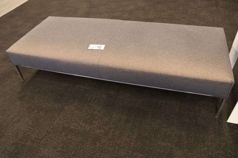 36" x 78" grey tweed seating station - showing some wear
